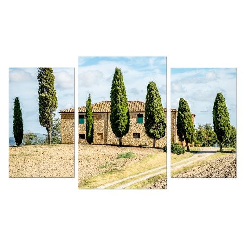 Bilderdepot24 Wandbild - Toskana - Italien - Bild auf Leinwand - 100x60 cm 3 teilig - Leinwandbilder - Wandbild