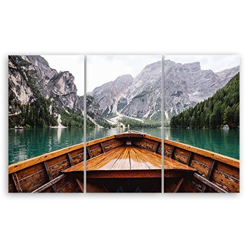 ge Bildet® hochwertiges Leinwandbild XXL - Pragser Wildsee II - Italien - 165 x 100 cm mehrteilig (3 teilig) 3116B