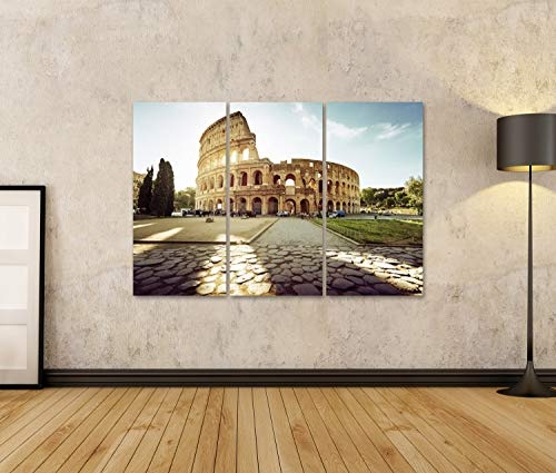 Bild Bilder auf Leinwand Kolosseum in Rom und Morgensonne Italien Wandbild Poster Leinwandbild RPU