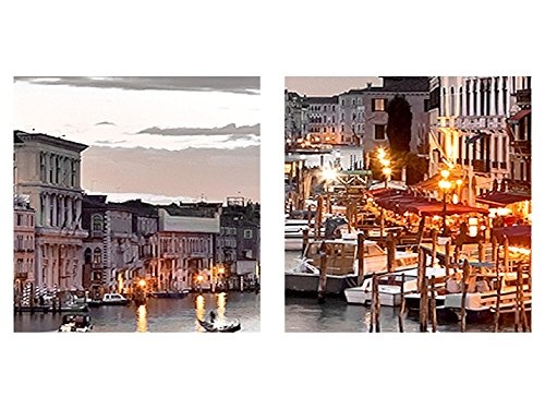 Bilder Venedig Italien Wandbild 200 x 100 cm Vlies - Leinwand Bild XXL Format Wandbilder Wohnzimmer Wohnung Deko Kunstdrucke Braun 5 Teilig - MADE IN GERMANY - Fertig zum Aufhängen 604351b