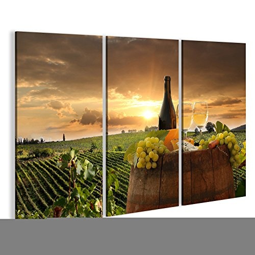 Bild Bilder auf Leinwand Weißer Wein mit Fass auf Weinberg in Chianti, Toskana, Italien Wandbild, Poster, Leinwandbild KIA