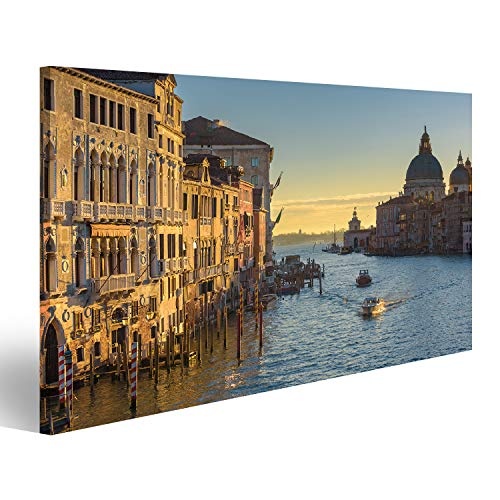 Bild Bilder auf Leinwand Das Wasser leitet die größten Touristenattraktionen Italiens, Venedig. Wandbild, Poster, Leinwandbild QNR