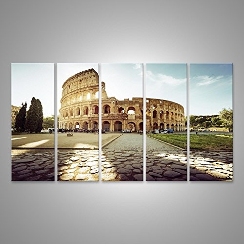 islandburner Bild Bilder auf Leinwand Colosseum in Rom und Morgensonne, Italien Wandbild, Poster, Leinwandbild HAZ