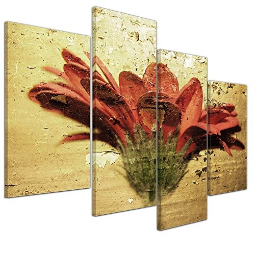 Wandbild - Grunge Blume - Bild auf Leinwand - 120x80 cm...