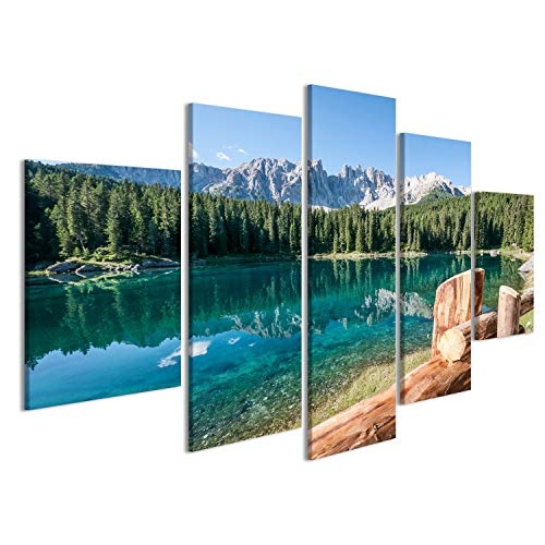 Bild Bilder auf Leinwand Karersee in Italien Dolomiten Wandbild Leinwandbild Poster