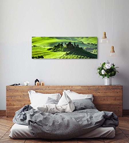 Paul Sinus Art Leinwandbilder | Bilder Leinwand 120x40cm grüne Hügellandschaft in der Toskana