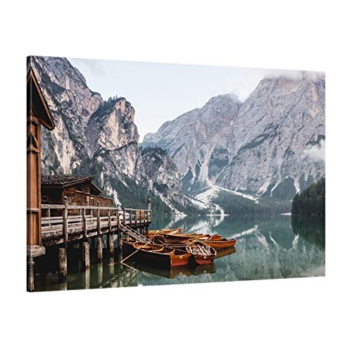 ge Bildet® hochwertiges Leinwandbild XXL - Pragser Wildsee - Italien - 120 x 80 cm einteilig 3115B