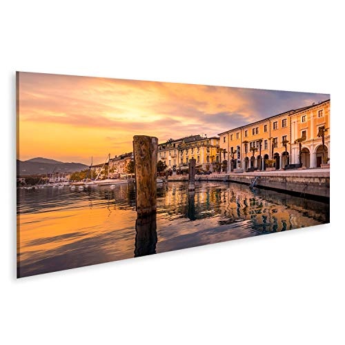 Bild Bilder auf Leinwand Abendstimmung an der Promenade Lungolago in Salo am Gardasee, Lago di Garda, Lombardei, Italien, Europa Wandbild, Poster, Leinwandbild PTG