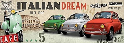 Rahmen-Kunst Keilrahmen-Bild – Blonde Attitude: Italian Dream Leinwandbild FIAT 500 Vespa Italien Oldtimer Kult Auto