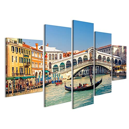 Bild Bilder auf Leinwand Gondel in der Nähe der Rialtobrücke in Venedig, Italien Wandbild Leinwandbild Poster