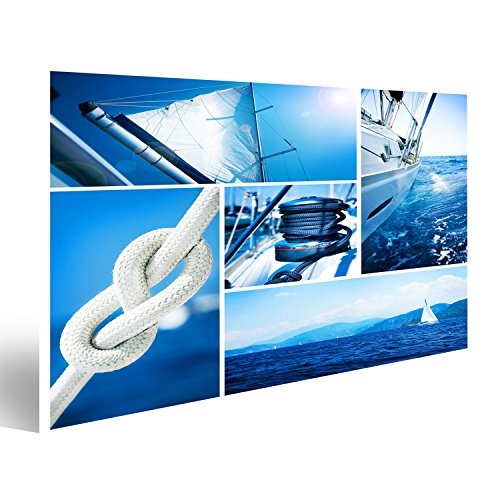 islandburner Bild Bilder auf Leinwand Yacht-Collage. Segelboot. Yachting-Konzept Wandbild, Poster, Leinwandbild IZV