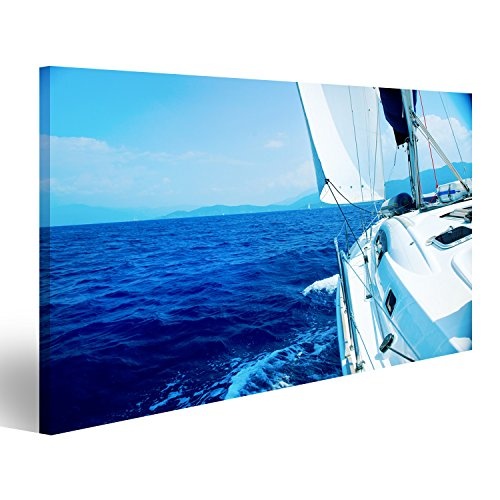 islandburner Bild auf Leinwand Yacht Segeln. Segelboot Wandbild, Poster, Leinwandbild FJG