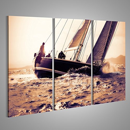 islandburner Bild auf Leinwand Wandbild Leinwandbild Bilder Poster Segelboot Segeln auf Sonnenuntergang Wandbild, Poster, Leinwandbild