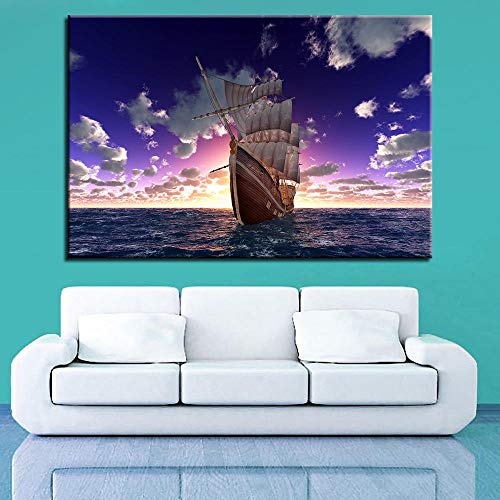 GZHMW Leinwandbild Segelboot 120x80cm Modern Leinwanddrucke Wandbilder Wanddekoration Design Wohnzimmer Wohnung Deko Kunstdrucke