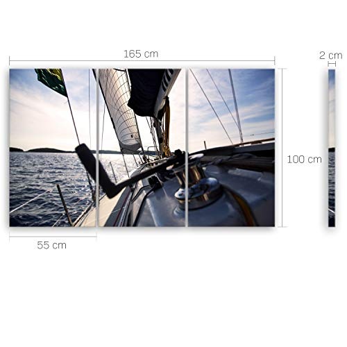 ge Bildet® hochwertiges Leinwand XXL - Landschaft Serie - Segelboot in Hvar - Kroatien - 165 x 100 cm mehrteilig (3 teilig) 3142B O