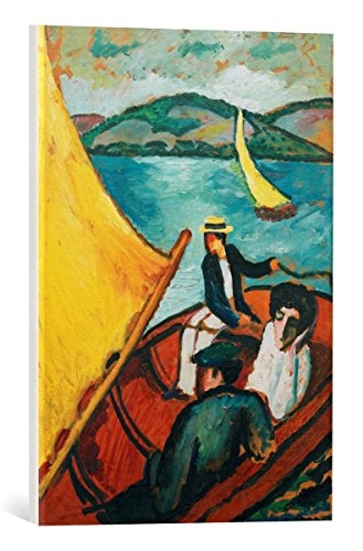 kunst für alle Leinwandbild: August Macke Segelboot Tegernsee - hochwertiger Druck, Leinwand auf Keilrahmen, Bild fertig zum Aufhängen, 40x55 cm
