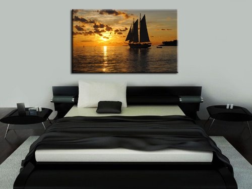 Sonnenuntergang - Segelboot / Bild 100x70cm /...