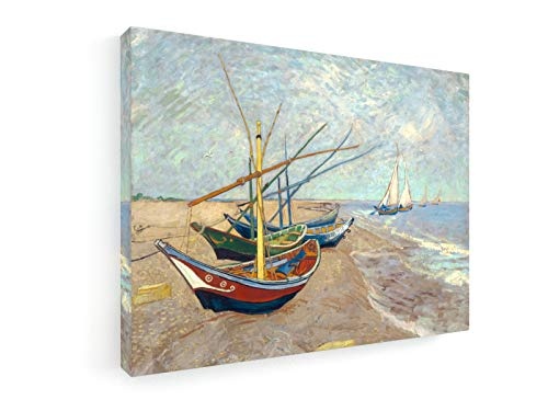 Vincent Van Gogh - Fischerboote am Strand - Gemälde - 1888-40x30 cm - Premium Leinwandbild auf Keilrahmen - Wand-Bild - Kunst, Gemälde, Foto, Bild auf Leinwand - Alte Meister/Museum
