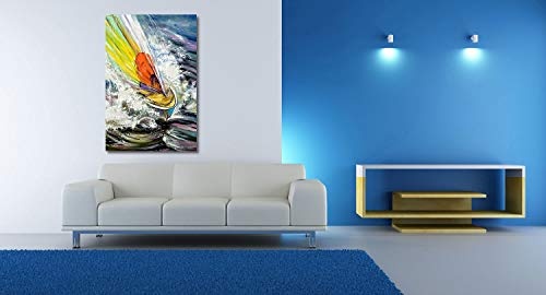 Ihar Balaikin - Das Segelboot auf den Wellen rauschen - 40x60 cm - Leinwandbild auf Keilrahmen - Wand-Bild - Kunst, Gemälde, Foto, Bild auf Leinwand - Auto & Verkehr