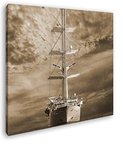 deyoli Atemberaubendes Schlachtschiff Format: 40x40 Effekt: Sepia als Leinwandbild, Motiv fertig gerahmt auf Echtholzrahmen, Hochwertiger Digitaldruck mit Rahmen, Kein Poster oder Plakat