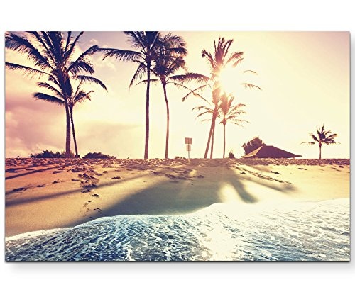 Leinwandbilder | Bilder Leinwand 120x80cm Tropischer Strand mit Palmen