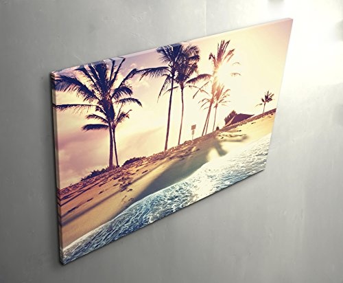 Leinwandbilder | Bilder Leinwand 120x80cm Tropischer Strand mit Palmen