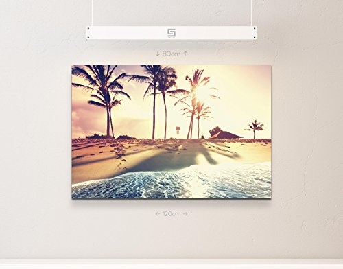 Leinwandbilder | Bilder Leinwand 120x80cm Tropischer Strand mit Palmen