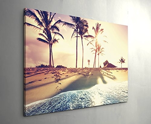 Leinwandbilder | Bilder Leinwand 120x80cm Tropischer Strand mit Palmen