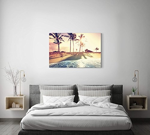 Leinwandbilder | Bilder Leinwand 120x80cm Tropischer Strand mit Palmen