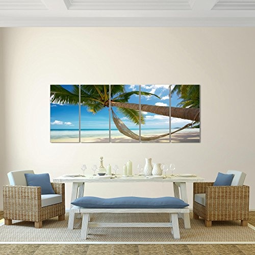 Bilder Strand Palmen Wandbild 200 x 80 cm Vlies -...