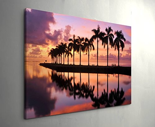 Paul Sinus Art Leinwandbilder | Bilder Leinwand 120x80cm Sonnenaufgang an der Cutler Bay - Florida