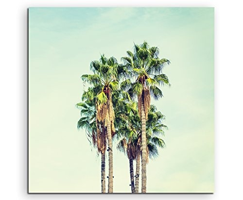 Leinwandbild 60x60cm Vintage Palmen in Los Angeles auf Leinwand exklusives Wandbild moderne Fotografie für ihre Wand in vielen Größen