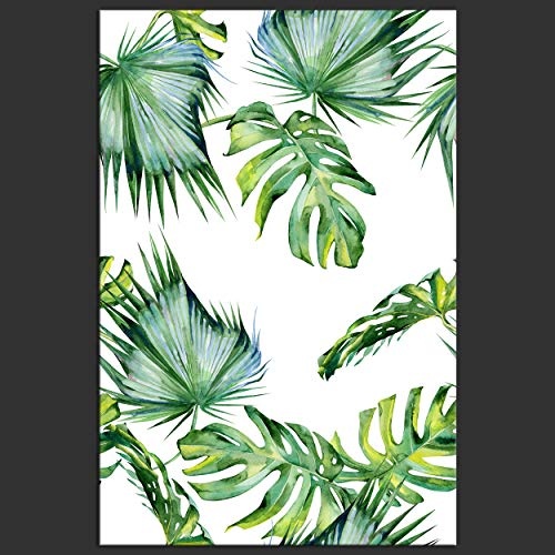 decomonkey Bilder Monstera Pflanzen 80x120 cm 1 Teilig Leinwandbilder Bild auf Leinwand Wandbild Kunstdruck Wanddeko Wand Wohnzimmer Wanddekoration Deko Blätter Tropische Palme grün weiß