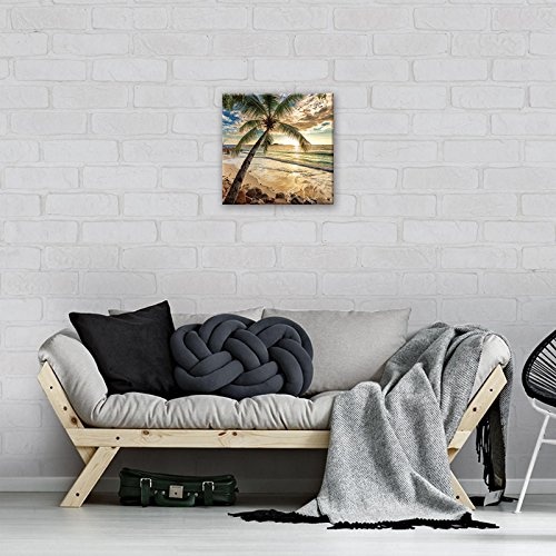 Welt-der-TräumeWANDBILD CANVASBILD Wandbild Leinwandbild Kunstdruck Canvas | Strand | O5 (40cm. x 40cm.) | Canvas Picture Print PP11732O5-MS | Strand Palmen Sand Sonne Himmel Tropen Meer Wasser