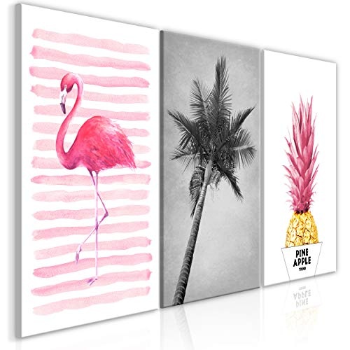 decomonkey Bilder Flamingo 90x45 cm 3 Teilig...