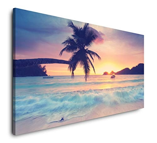 Paul Sinus Art traumhafte Seychellen 120x 60cm Panorama Leinwand Bild XXL Format Wandbilder Wohnzimmer Wohnung Deko Kunstdrucke
