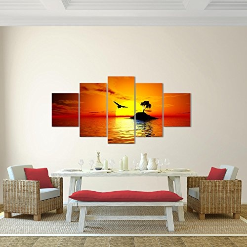 Bilder Sonnenuntergang Palmen Wandbild 200 x 100 cm Vlies...