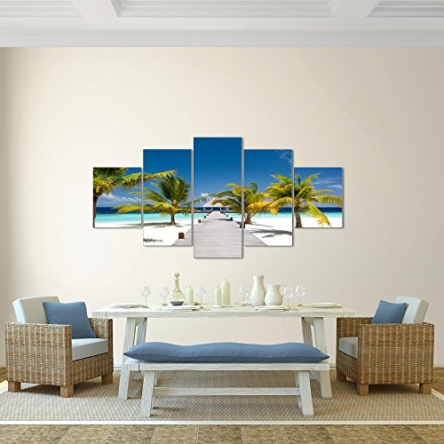 Bilder Strand Palmen Wandbild 200 x 100 cm Vlies -...
