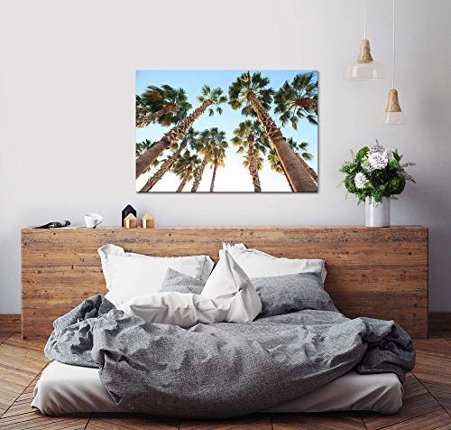 bestforhome 150x100cm Leinwandbild Palmen am Strand Leinwand auf Holzrahmen