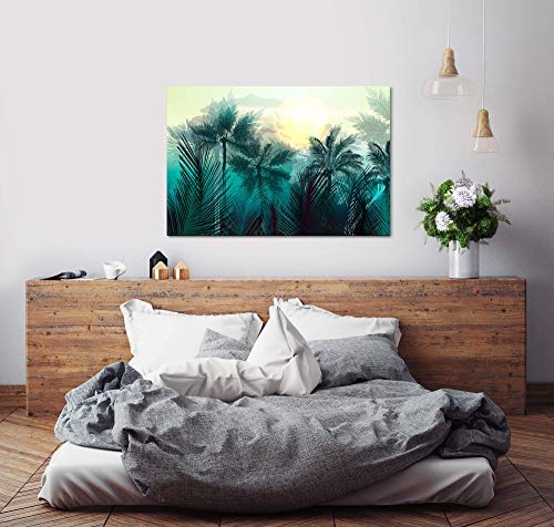 bestforhome 60x40cm Leinwandbild Palmen und Palmenblätter Leinwand auf Holzrahmen