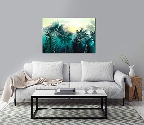 bestforhome 60x40cm Leinwandbild Palmen und Palmenblätter Leinwand auf Holzrahmen