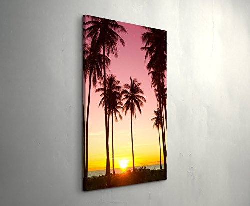 Leinwandbilder | Bilder Leinwand 90x60cm idyllischer Sonnenuntergang Zwischen Palmen