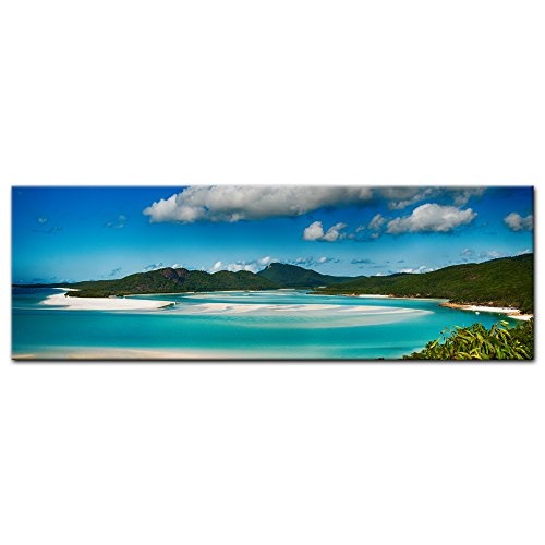 Keilrahmenbild - Strandlagune Nationalpark Queensland, Australien - Bild auf Leinwand - 160x50 cm - Leinwandbilder - Urlaub, Sonne & Meer - Landschaften - Whitehaven Beach - Whitsunday Island - Paradies