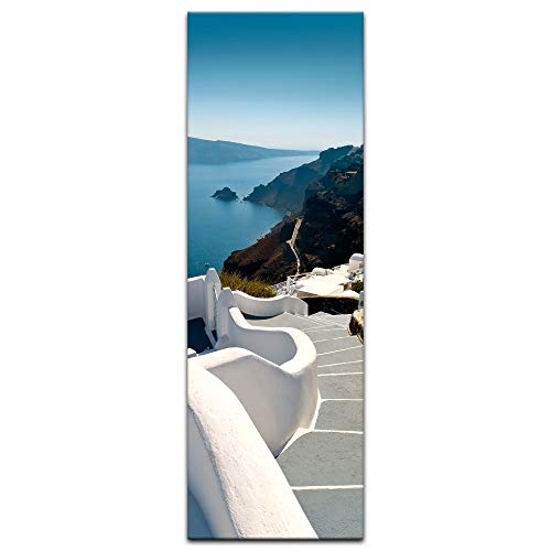 Keilrahmenbild - Santorini Treppe - Griechenland - Bild auf Leinwand - 40 x 120 cm - Leinwandbilder - Bilder als Leinwanddruck - Urlaub, Sonne & Meer - Europa - Mittelmeer