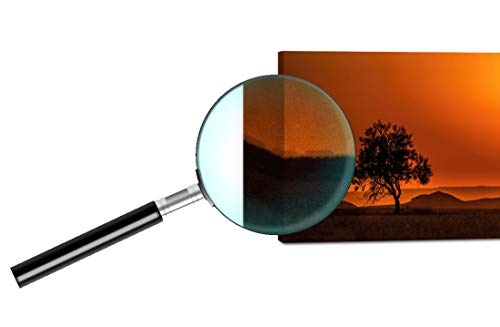 Topquadro XXL Wandbild, Leinwandbild 100x50cm, Baum bei Sonnenuntergang, Sonne und Himmel, Feld und Hügel - Panoramabild Keilrahmenbild, Bild auf Leinwand - Einteilig, Fertig zum Aufhängen