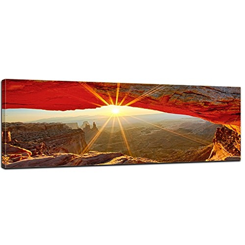 Keilrahmenbild - Sonnenaufgang im Arches-Nationalpark - Utah - Bild auf Leinwand - 160x50 cm - Leinwandbilder - Landschaften - Amerika - USA - Colorado-Plateaus - Steinbogen