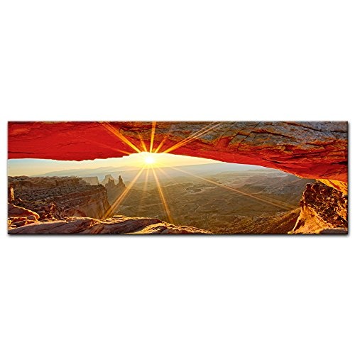 Keilrahmenbild - Sonnenaufgang im Arches-Nationalpark - Utah - Bild auf Leinwand - 160x50 cm - Leinwandbilder - Landschaften - Amerika - USA - Colorado-Plateaus - Steinbogen