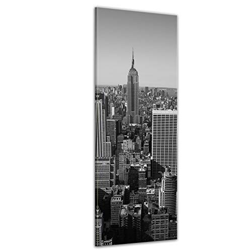 Keilrahmenbild - New York V - Bild auf Leinwand - 40 x 120 cm - Leinwandbilder - Städte & Kulturen - Amerika - Stadtansicht von New York - Luftaufnahme von Manhattan - schwarz weiß