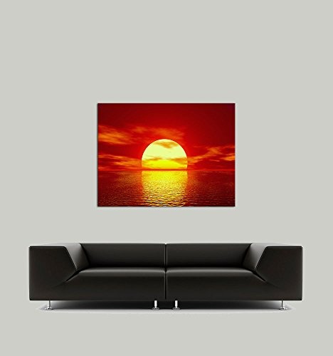 Keilrahmenbild - Sonne - Bild auf Leinwand - 120 x 90 cm - Leinwandbilder - Bilder als Leinwanddruck - Urlaub, Sonne & Meer - Sonnenuntergang über dem Meer