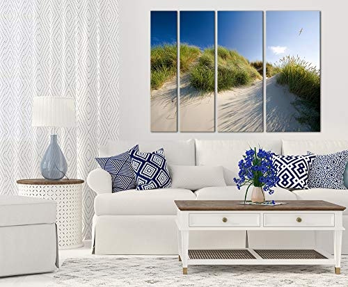 Keilrahmenbild Dünengräser - Bild auf Leinwand - 180x120 cm LeinKeilrahmenbilder Urlaub, Sonne & Meer Nordsee Dünen mit Strandgräsern - Idylle - Erholung